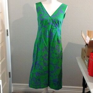 Boden Green And Blue Print Dress
